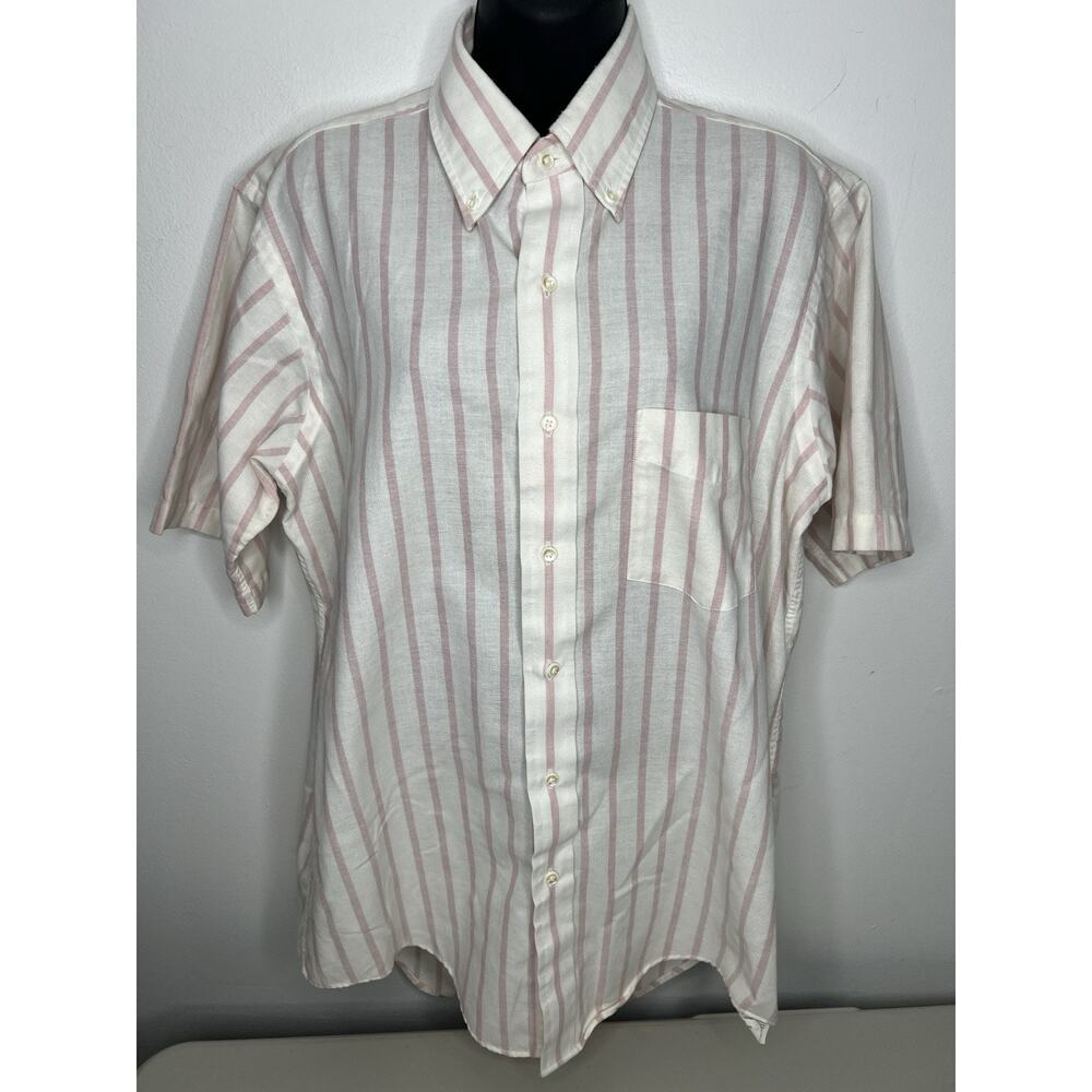 Vintage Sears Roebuck and Co Short Sleeve Mens Button Up Striped Shirt 16